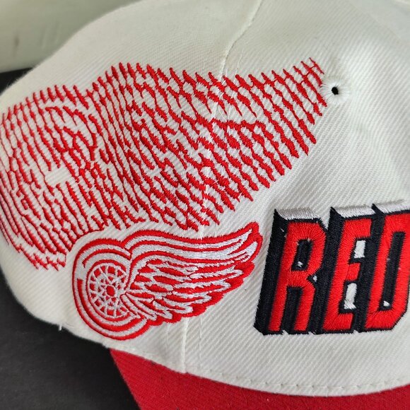VINTAGE Detroit Red Wings Sports Specialties Hat Cap Snap Back Shadow Logo White - Picture 3 of 13